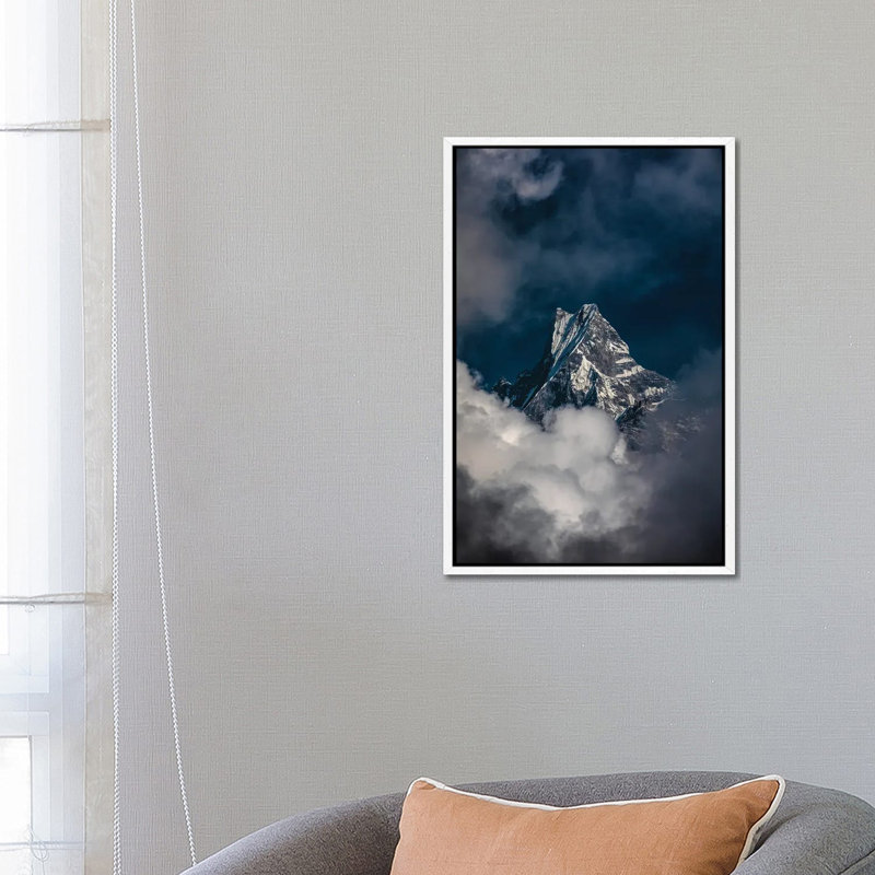 Nepal Himalayas Mount Everest In The Clouds by Alex G Perez - Gallery-Wrapped Canvas Giclée on Canvas, White Floater Frame