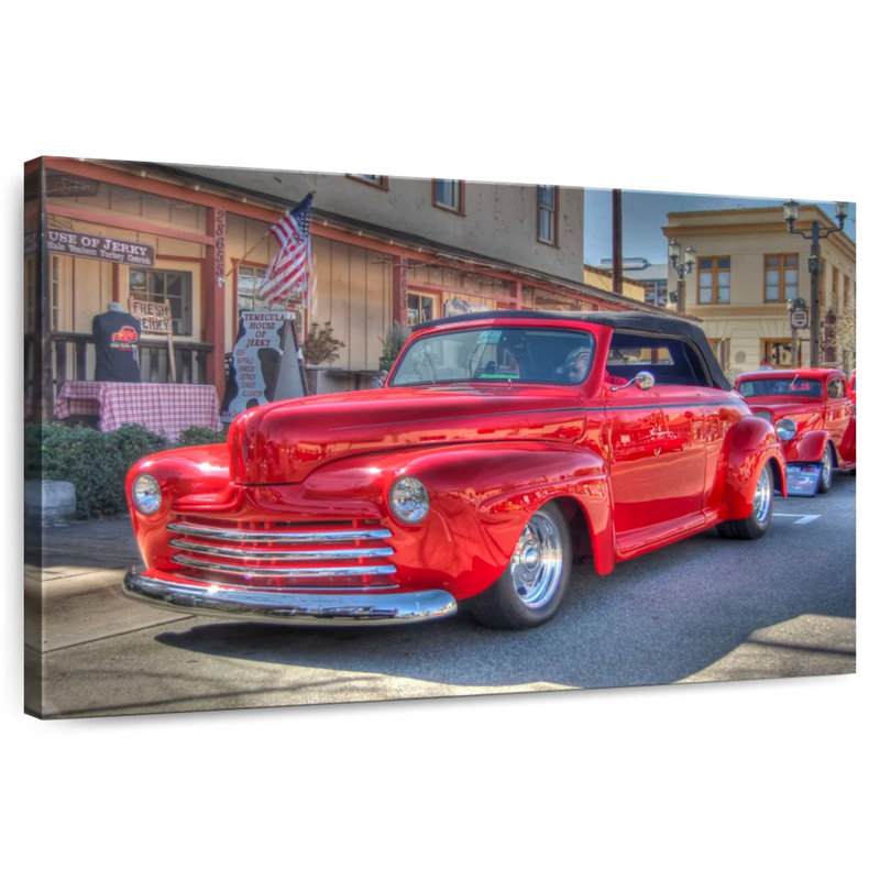 Voiture rouge classique Mehar USA avec toit, H 26 po x l 39 po