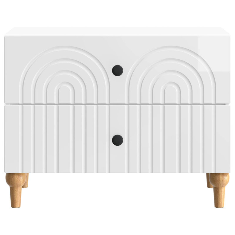 62cm W Manufactured Wood Bedside Table, High Gloss White