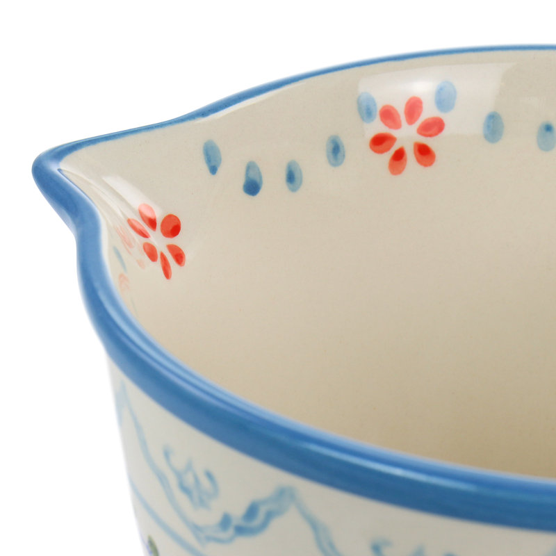 Bol en grès floral peint à la main 2 pintes avec garniture bleue Gibson Elite Anaya