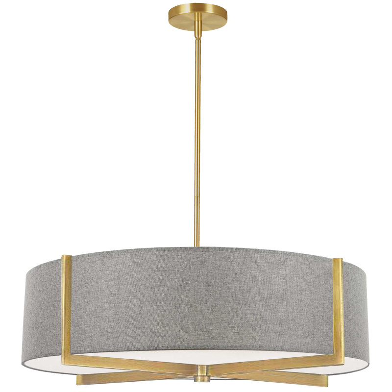 Luminaire suspendu incandescent 4 lumières Braidon, Gris, Laiton vieilli