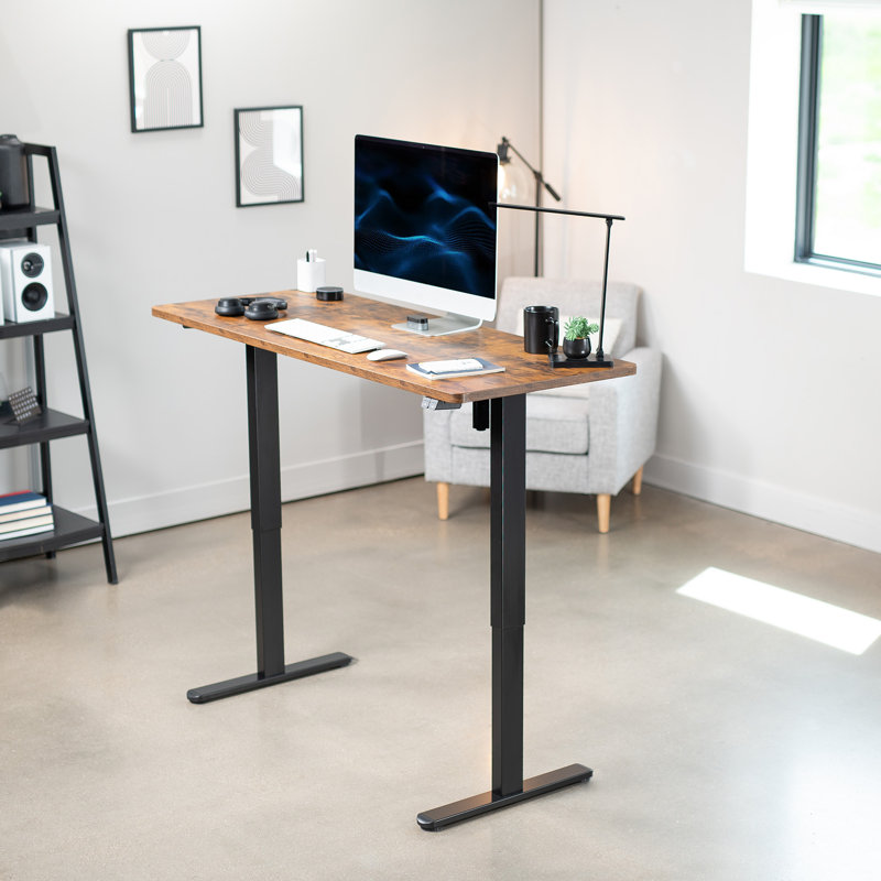 Electric Height Adjustable Desk, DESK-KIT-B06B Series, Vintage Brown/Black