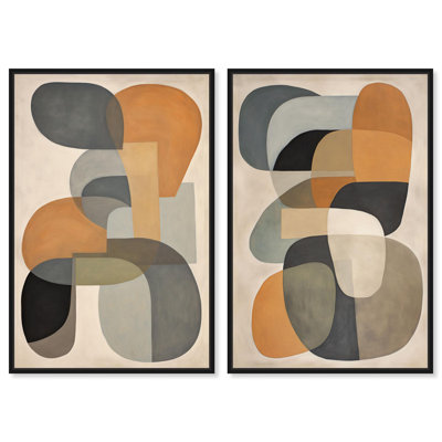 Ricole Abstractions Canvas Print Abstract Boho Art Set by Art Remedy, Black Frame, 10 x 15