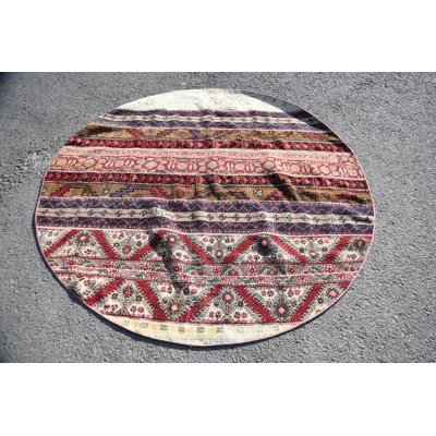 Handwoven Rug, Vintage Rug, Turkish Rug, Neutral Rugs, Floor Rug, 6x6 ft Area Rugs, Pink Wool Rugs