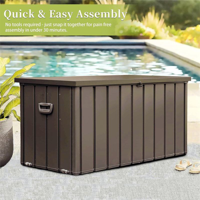 Boîte de rangement en acier pour l'extérieur, Brun foncé, H 25,79 po x l 54,33 po x P 29,57 po