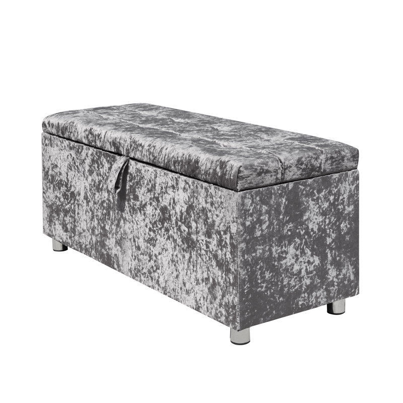 Burkett 104cm Wide Velvet Rectangle Solid Colour Ottoman with Storage