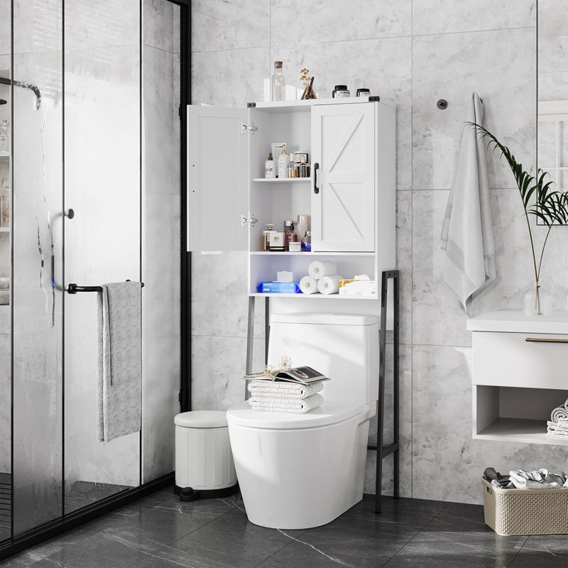 Over The Toilet Storage Cabinet with 2-Door, White