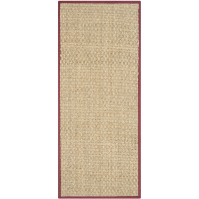 Natural Fiber Rikko Border Area Rug In Natural & Red