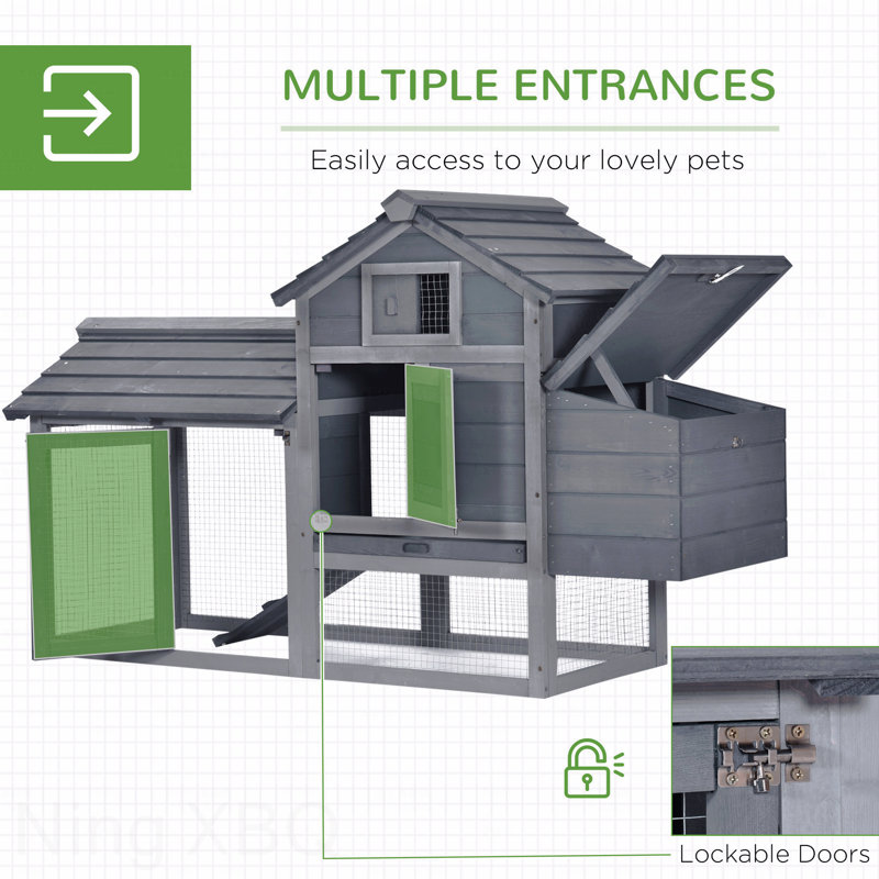 Cage à poulailler 59 po avec poulailler 59 po avec 2 portes, Gris