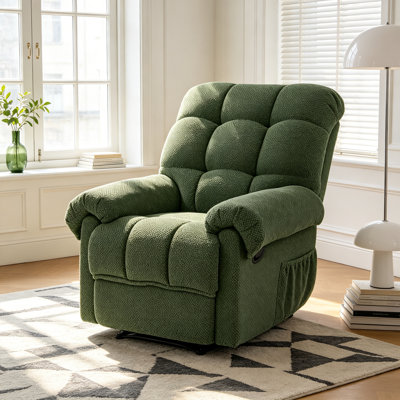 Fauteuil inclinable manuel vert armée rembourré - Fauteuil lounge ergonomique en tissu doux avec repose-pieds rembourré pour salon et cinéma maison