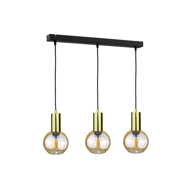 Bourgoin 3 - Light Kitchen Island Pendant, Black/Gold