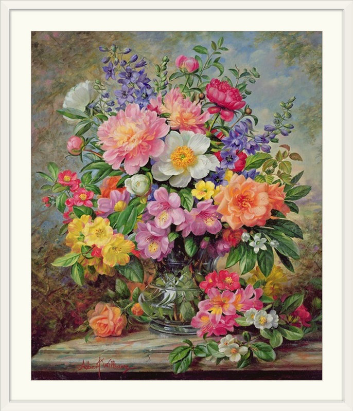 «Bilst June Flowers in Radiance» par Albert Williams, reproduction d'art, H 30 po x l 25 po x P 1,5 po, Toile