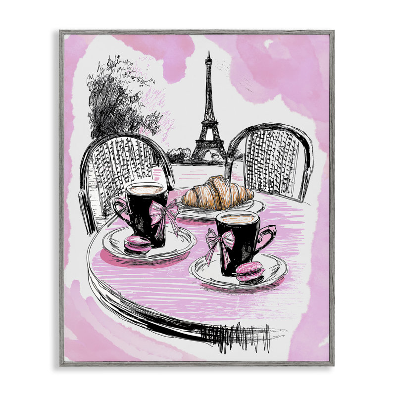 Giclée encadrée rose, Paris, par Jess Stempel, H 14 po x l 11 po, Giclée de ferme grise encadrée