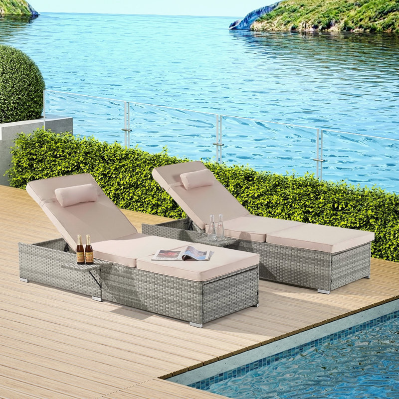 Canapé d'extérieur PE Rotin Furniture Deck Chair, Tanné