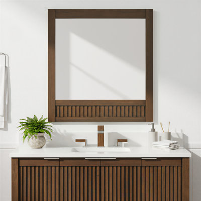 Through Lines Wood Flat Wall Mirror