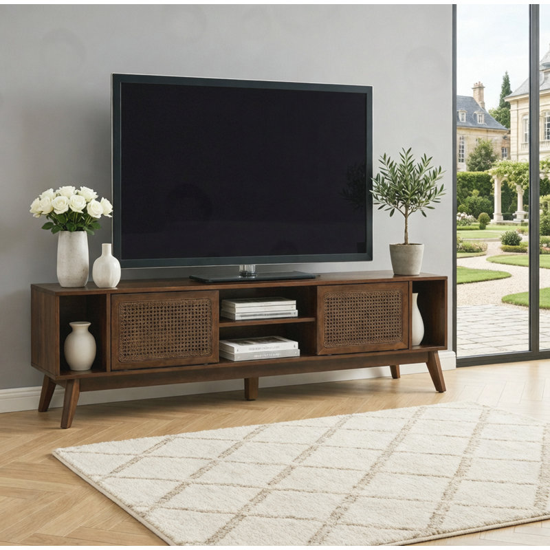 Meuble télé Modern Rattan, Brun