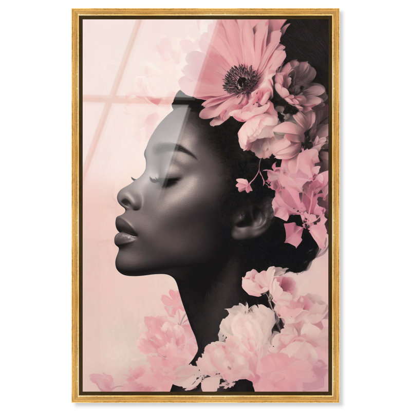 Décoration florale encadrée Flourish in Pink Bloom par Art Remedy, cadre doré, 16 x 24, H 25 po x l 17 po