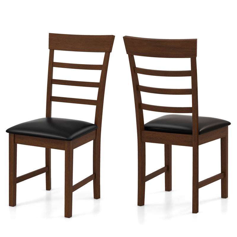  Ensemble de chaises de cuisine en bois rembourrées en cuir avec siège rembourré, 4