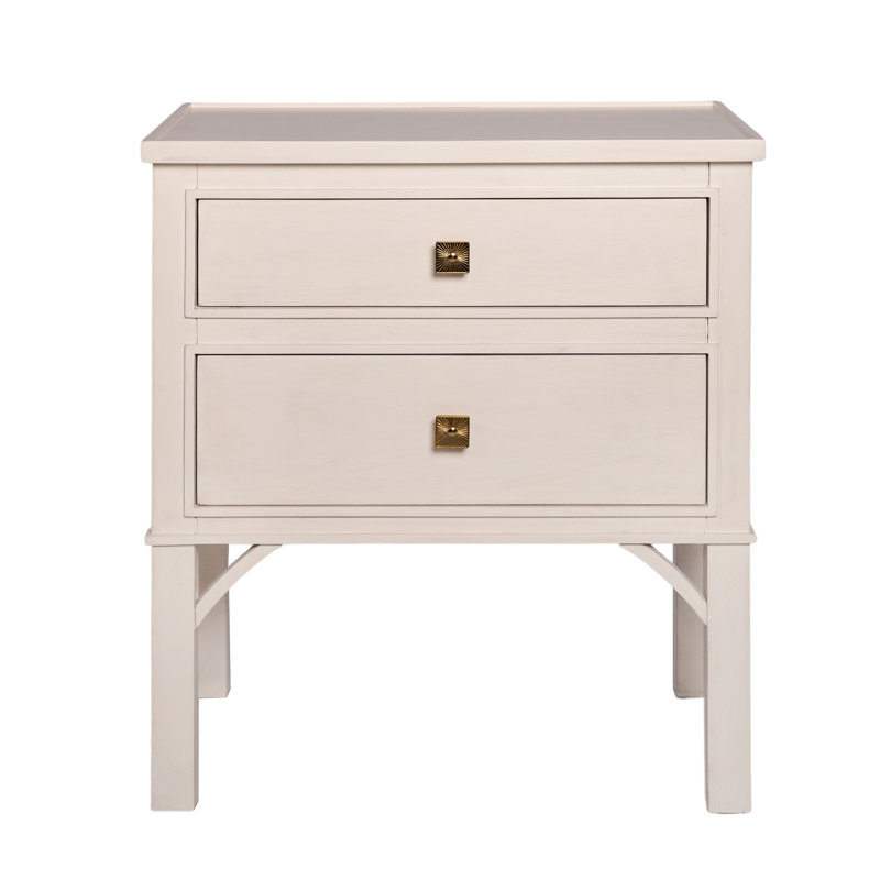 Jackie 2 - Drawer Solid Wood Nightstand, Antique White