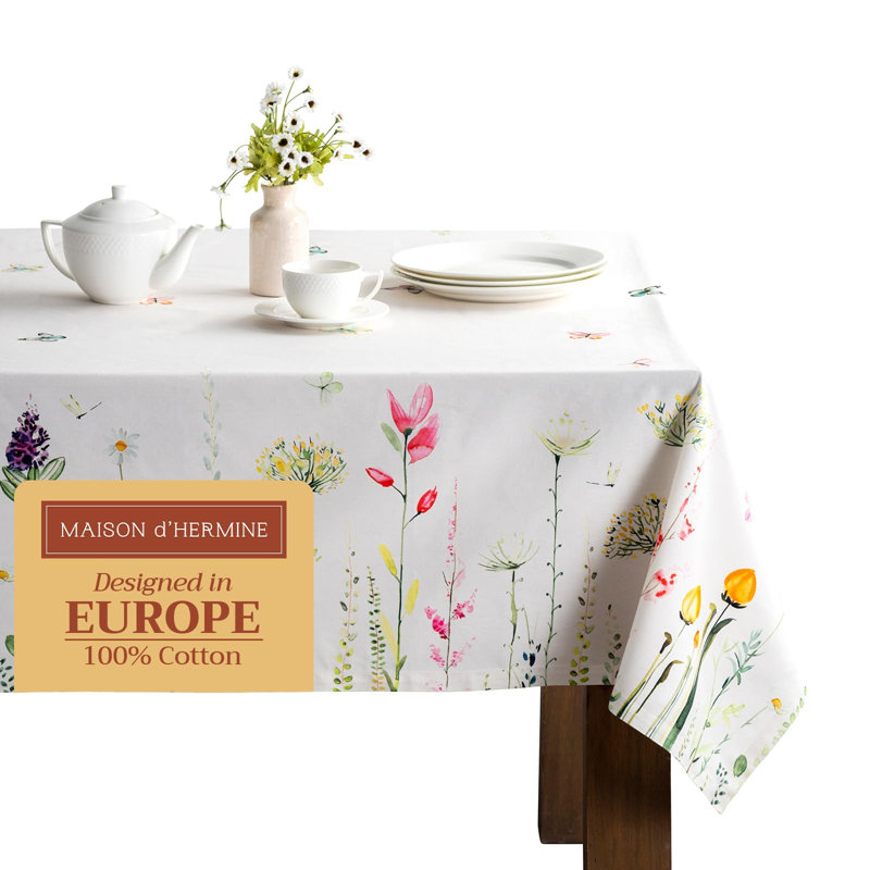 Maison d' Hermine Table Cloth Rectangle Table 100% Cotton 70 x 108 Inches Tablecloth Reusable Decorative for Dining Room Farmhouse Home Valentines Day Decorations Spring Summer - Botanical Fresh