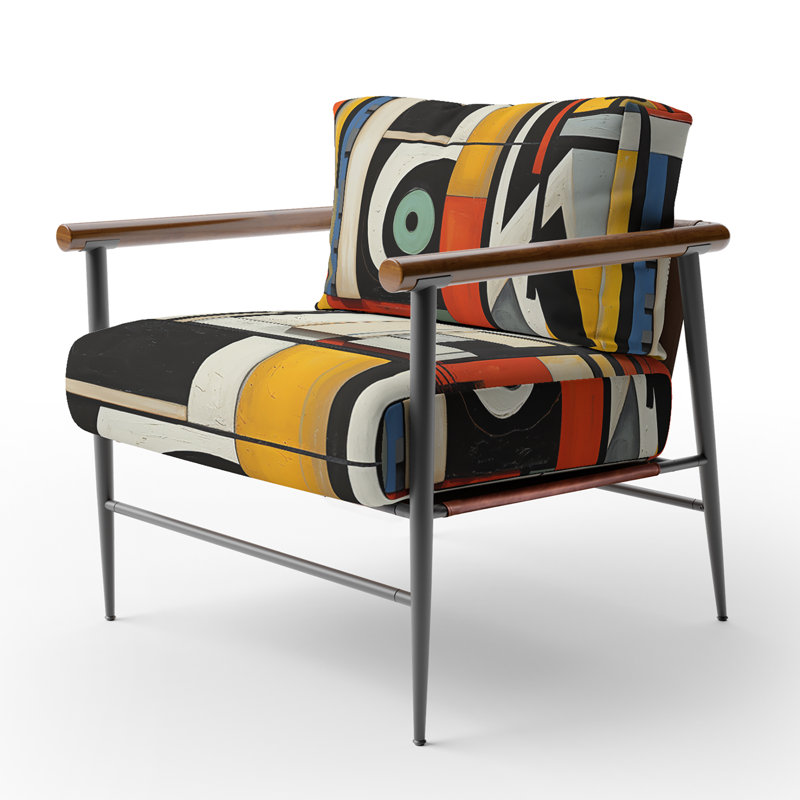 Crissom - Fauteuil rembourré d'appoint abstrait, Noir, noir, noir, noir