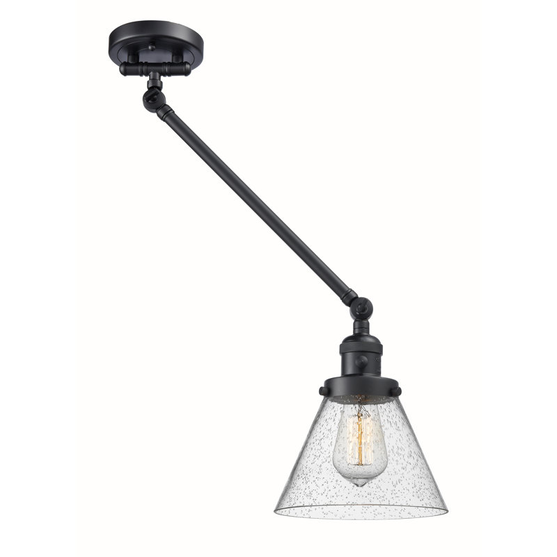 Lampe murale avec bras pivotant 1 lumière Cone, Grainé, Noir mat, Ampoule non incluse