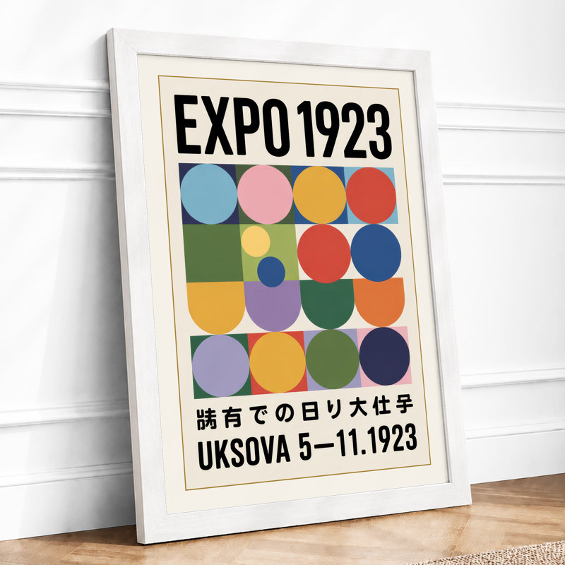Expo 1923 Grid Geometric - Framed Print, A4 - 29.7 x 21.0 cm, White