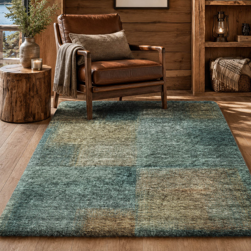 Tapis carré Dream Shag ADS742, lavable à la machine, de qualité supérieure, Teal, 9 pi x 12 pi