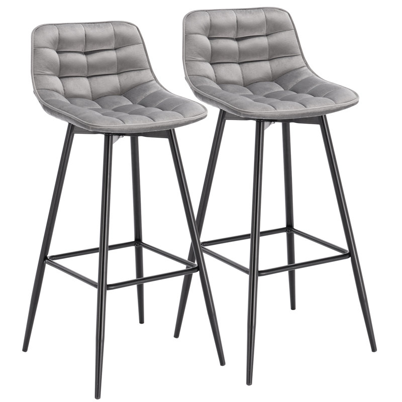 Heyman Upholstered Counter Stool, Light Grey