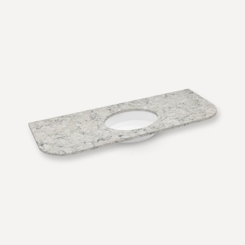 Rosebrook Vanity And Quartz Stone Vanity Top, Pietra, Light Oak, Aged Brass
