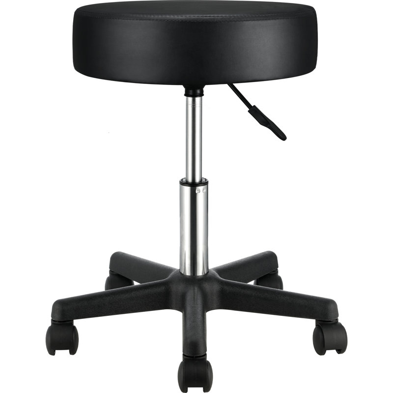 Tabourets roulants avec roues Capacité de poids de 400 lb Tabouret pivotant ultra-épais à hauteur réglable pour salon de bar Bureau à domicile Tatoo Massage médical noir agrandie épaissie 15,7 po de hauteur