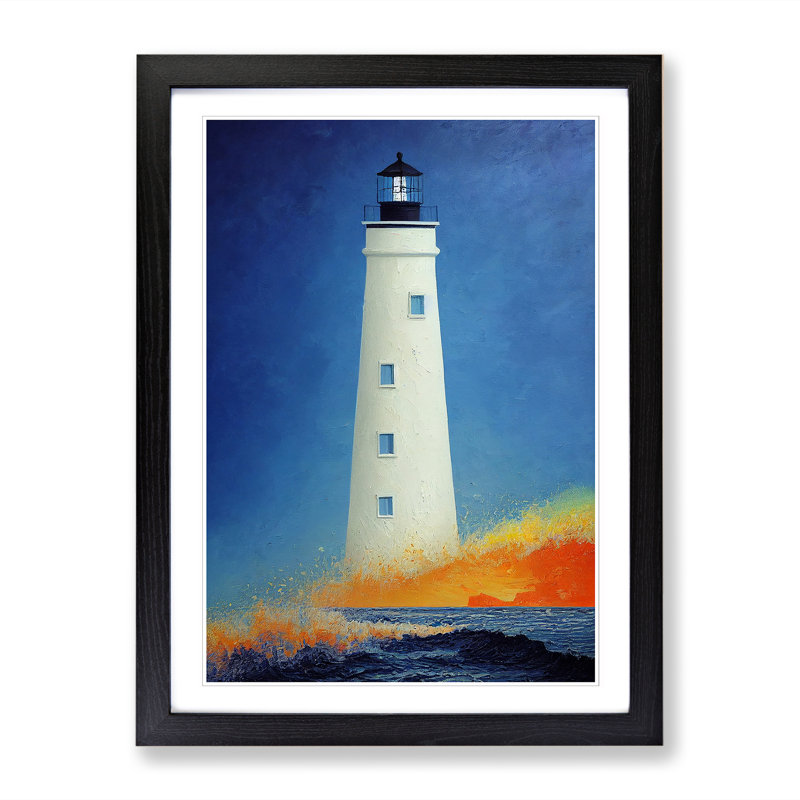 Lighthouse Painted Vol.4 - Picture Frame Print, Black, 64cm H x 46cm W x 2cm D