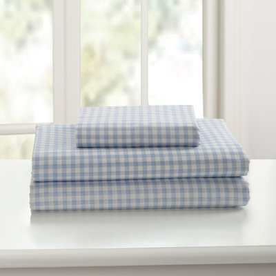 Ensemble de draps en percale 100% coton à densité de tissage 250 fils Gingham