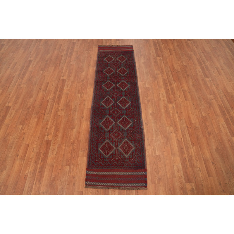 Tapis de couloir afghan à motif géométrique 2 x 8