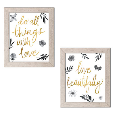 'Live Beautifully and Do All Things with Love' 2 Piece Textual Art Set