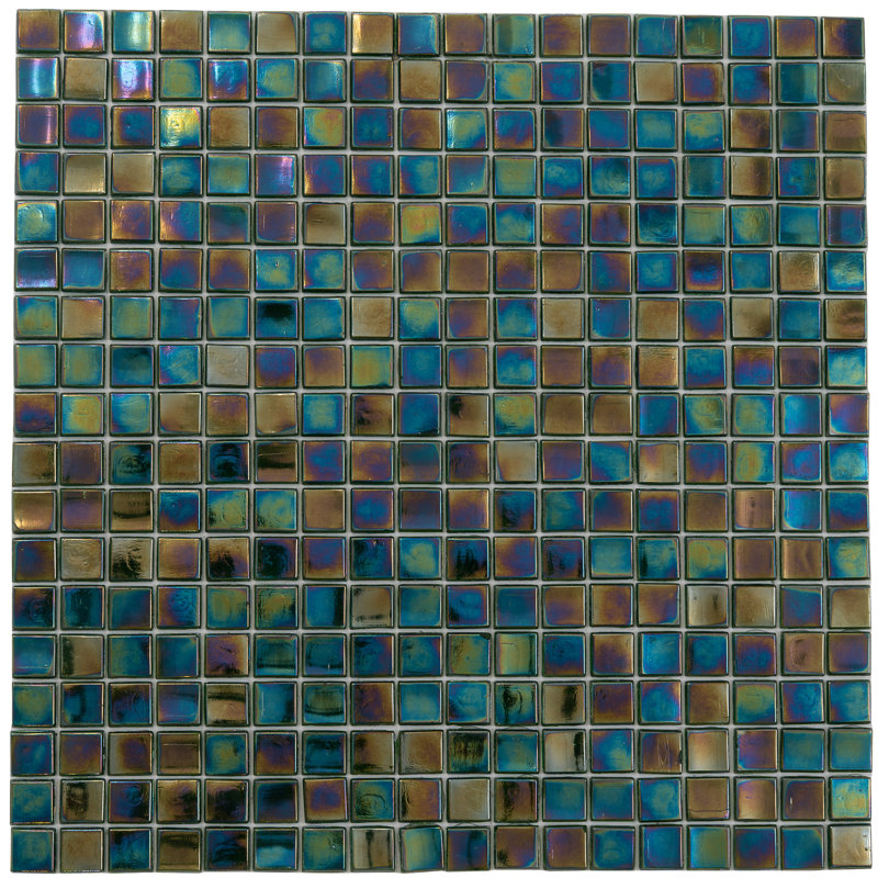 Skosh 0.6" x 0.6" Glass Grid Mosaic Wall & Floor Tile , Rainbow Green
