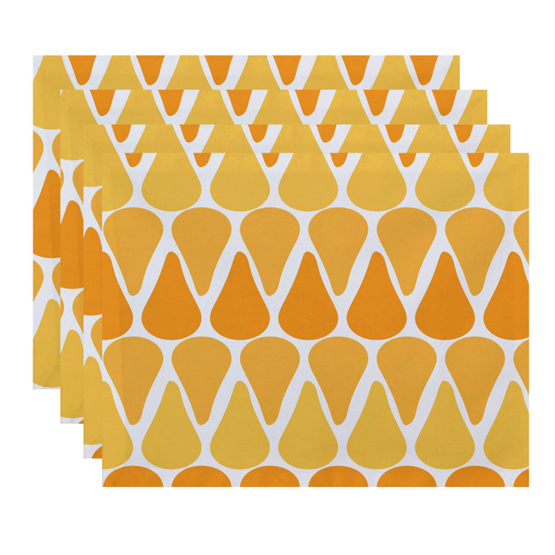 Synthia Polyester Geometric Rectangle Placemat, Yellow