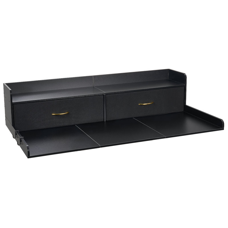 Washer Dryer Countertop with Shelf, 54 x 27.5 in Wooden Washer and Dryer Topper with 2 Drawers & 2 Hooks, Laundry Machine Topper for Laundry Closet Pantry Counter Organization and Storage, Black