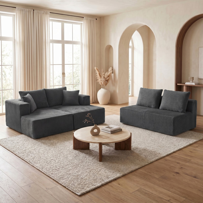 Canapé modulaire réversible surdimensionné Boneless, Grey Polyester Blend