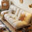 Loveseat Beige Faux leather Sleeper sofa-129743339