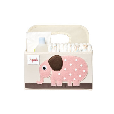 3 Sprouts - Baby Diaper Caddy - Organizer Basket For Nursery - Elephant