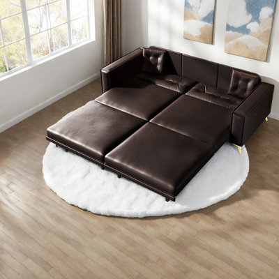 In 1 Sleeper Sofas, Faux Leather Modern Sofa Bed For Home Living