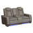Ivy Bronx Taionna Power Motion Loveseat with Power Headrest, Led, and Console in Rocky Grey/Brown