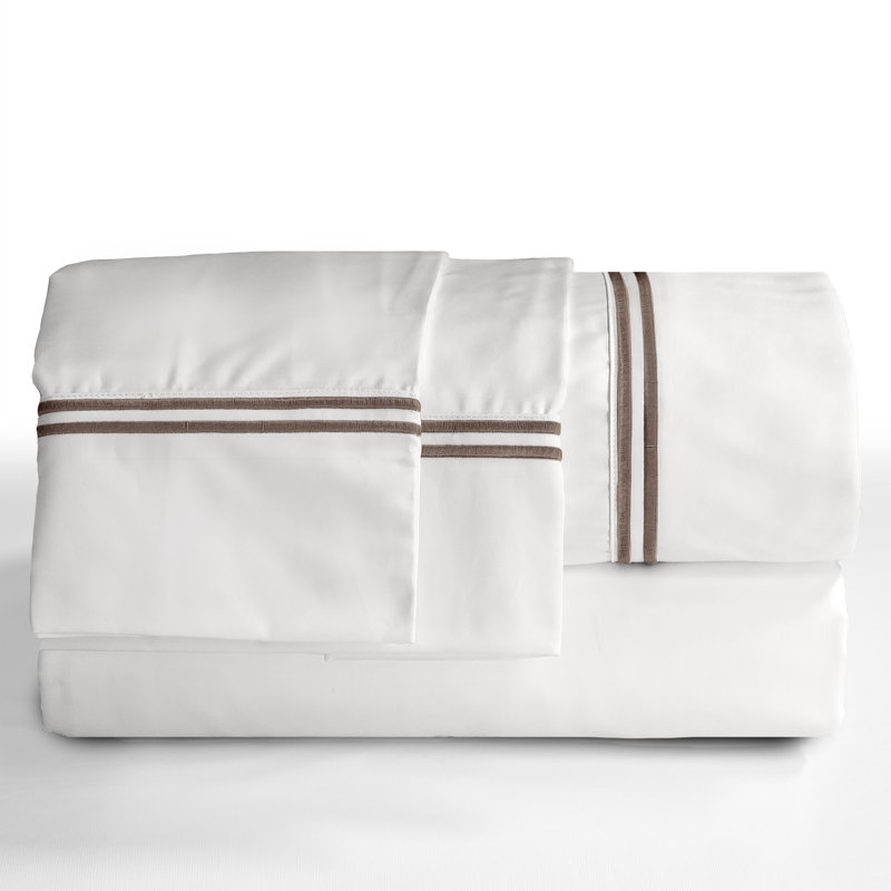 Chocolate Embroidered Cotton Blend Full Sheet Set