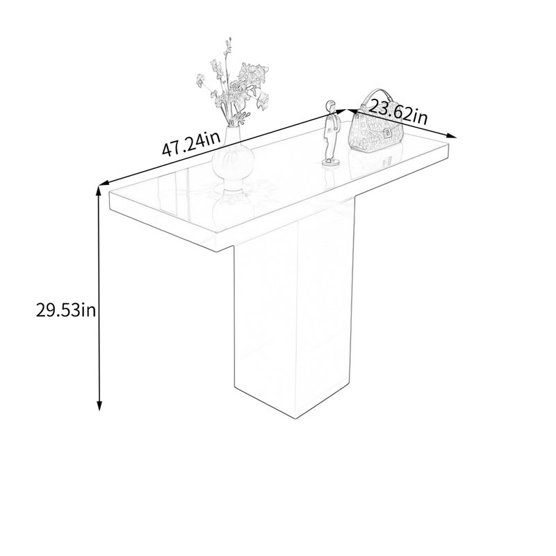 Table de présentation rouge moderne, H 29,53 po x l 47,24 po x P 23,62 po