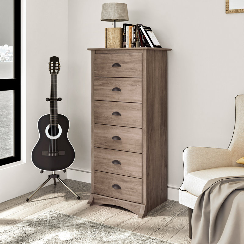 Wahhaj 52.75" Tall 6-Drawer Dresser, Chest of Drawers, Storage for Bedroom, Living Room, Office, 19"D x 23.25"W x 52.75"H, Drifted Gray