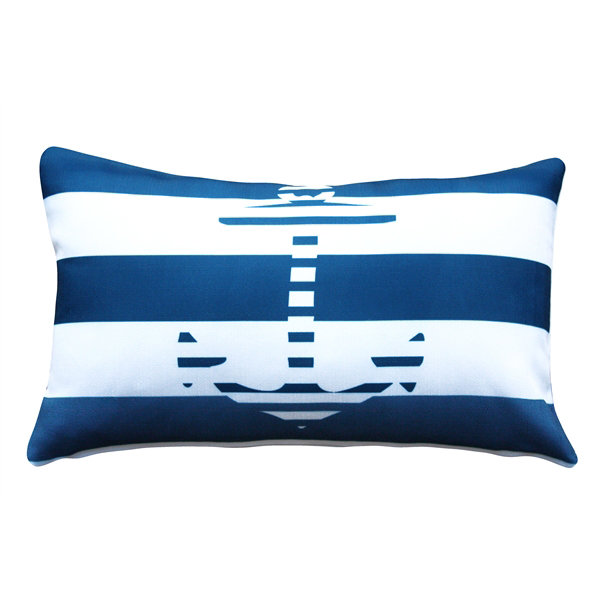 Anchor Nautical Striped Reversible Throw Pillow