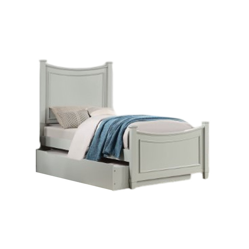 Lit double pour enfant Roly avec lit gigogne, arches inspirées du berceau, bois gris