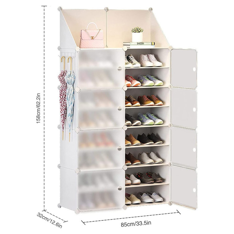 Shoe Rack Organizer, 32-40 Pairs Shoe Storage Shelf, 9 Tiers Shoe Stand,  Shoe Rack for Closet, Boot Organizer with 2 Hooks, Stackable Shoe Tower –  Built to Order, Made in USA, Custom Furniture – Free Delivery