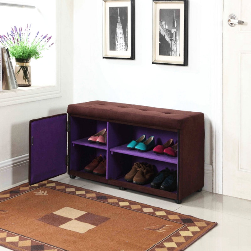 Compartiment à chaussures de 18 po de hauteur en brun - Vaste espace de rangement et tablette cachée